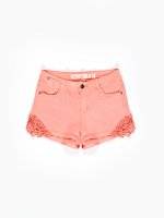 Stretch shorts with lace detail