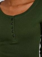 Basic rib-knit t-shirt with front buttons