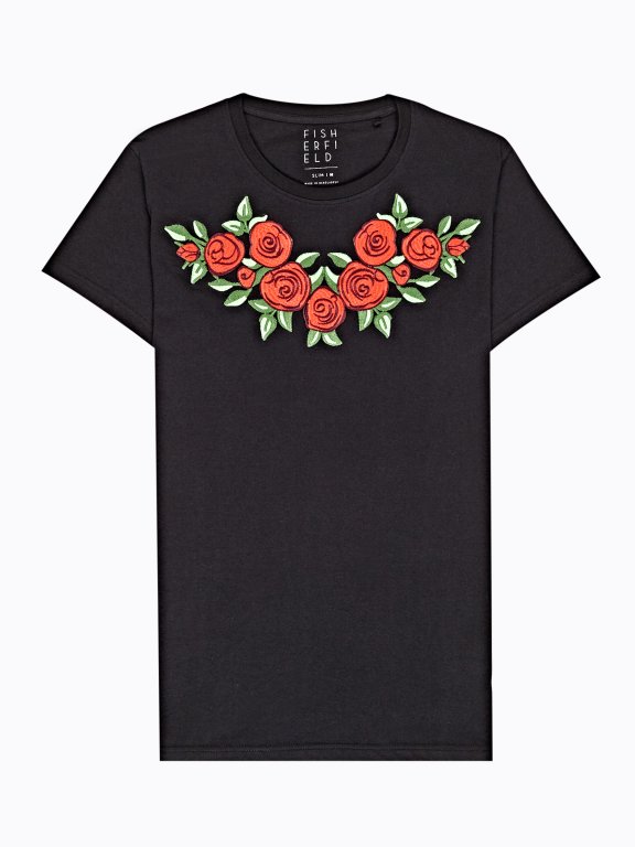 Koszulka z haftem kwiatowym