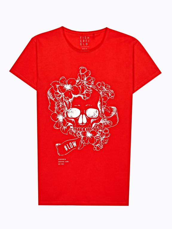 Skull print t-shirt with raw edges