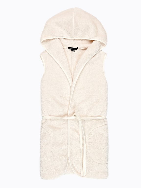 Pile vest with hood