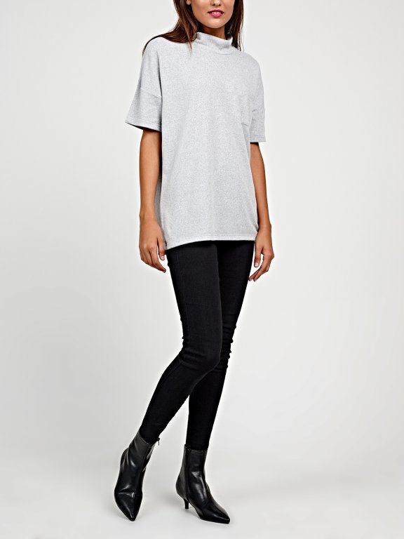 High neck top with pocket