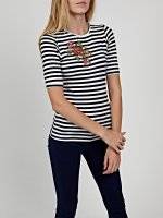 Striped t-shirt with floral embroidery