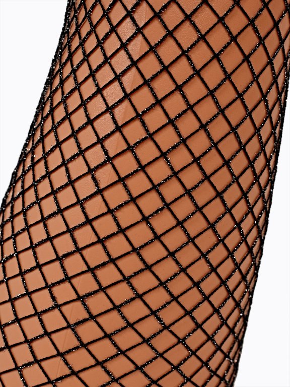 Fishnet tights with metallic thread