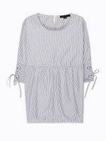 Striped ruffle blouse with sleeve lacing