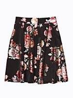 Floral metallic print a- line skirt