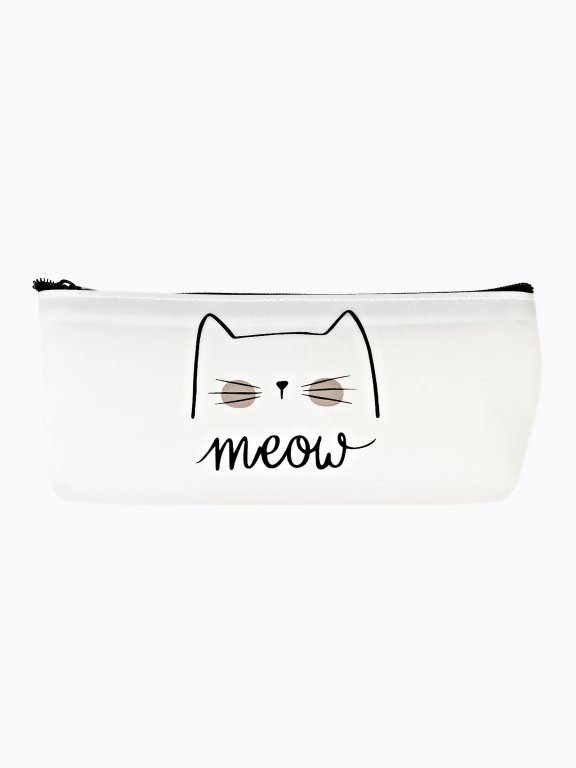 Silicone pencil case with cat print