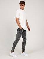 Damaged slim cropped fit jeans in snow wash