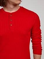Basic rib-knit t-shirt with front buttons