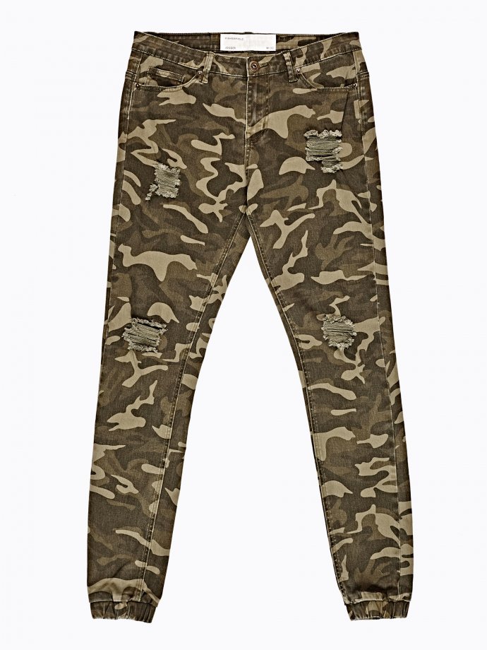 destroyed camo jeans