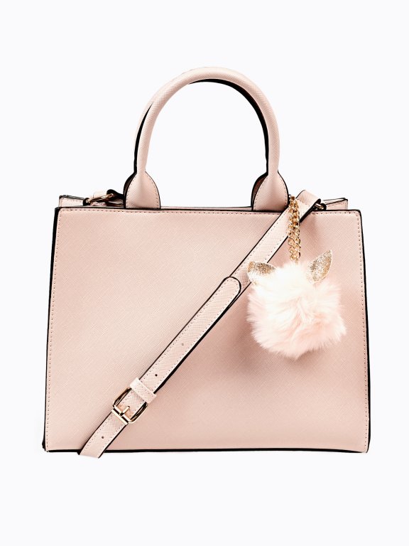 Tote bag with cat pom pom