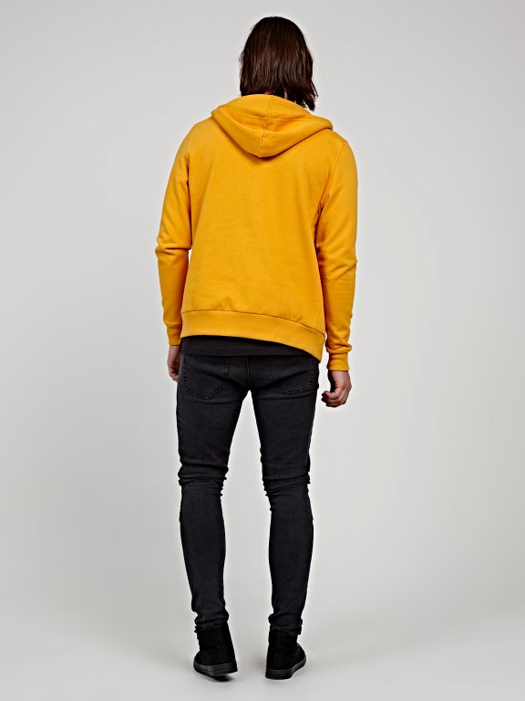 Zip-up hoodie with high collar