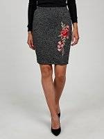 Marled mini skirt with floral patch