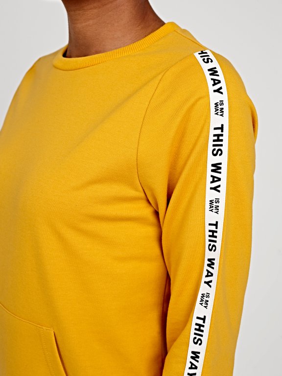 Longline sweatshirt with printed tape
