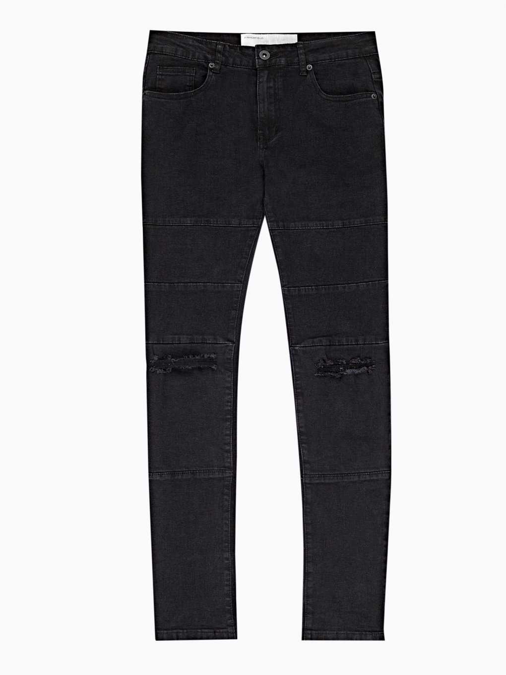Destroyed straight slim fit jeans in black wash