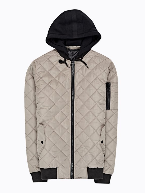 Quilted light padded jacket with hood