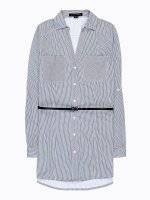 Longline striped knitted shirt with belt