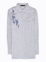Longline cotton striped shirt with embroidery
