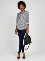 Striped viscose shirt with emroidery