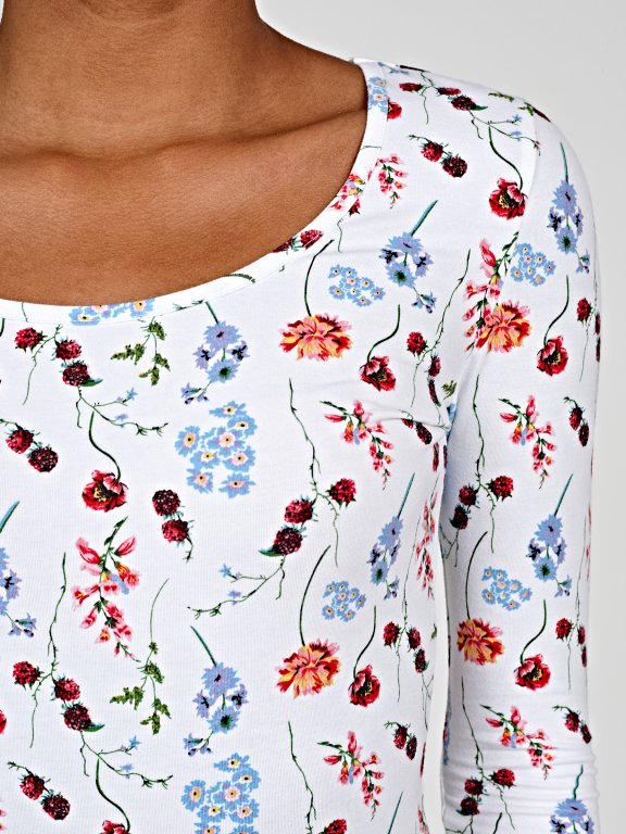 Floral print stretch t-shirt