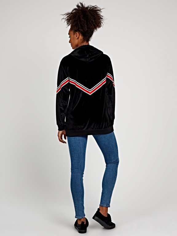 Longline hoodie with striped tape