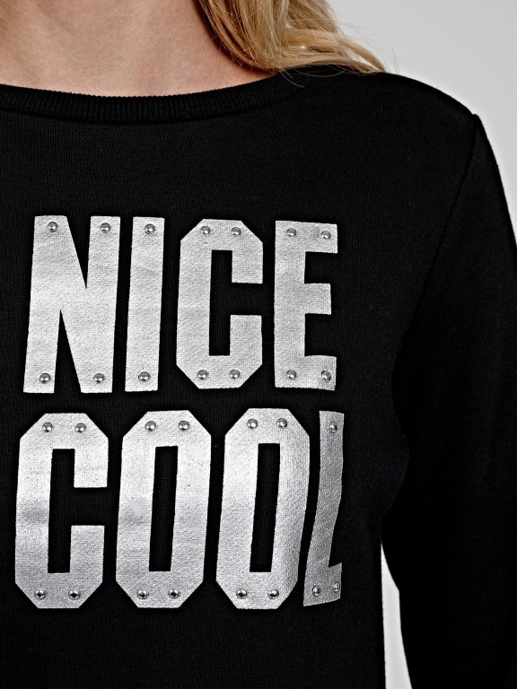 Longline sweatshirt with metallic message print