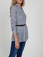 Longline striped knitted shirt with belt