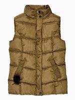 Quilted padded vest with pom-pom detail