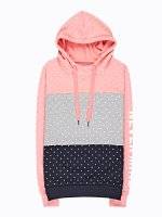 Polka dot print colour block hoodie