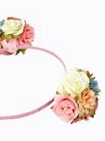 Headband with flower pom poms