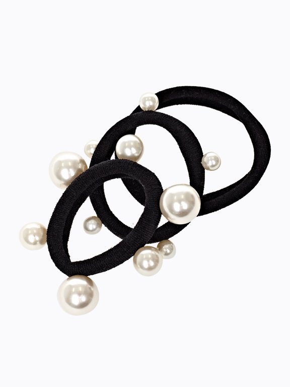 3-pack rubber bands with pearls