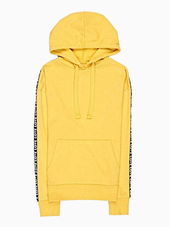 Hoodie with decorative sleeve tape