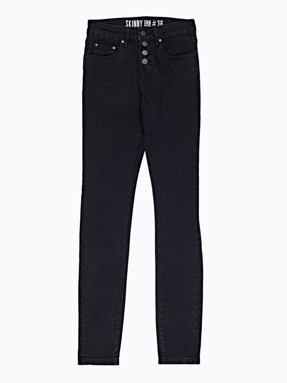 High-waist skinny jeans in black wash