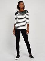 Striped t-shirt with lace detail