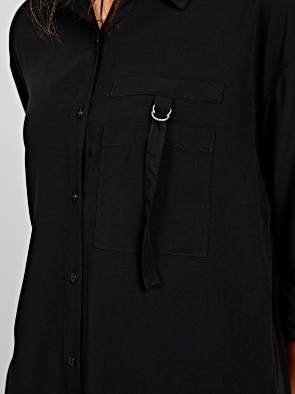 Longline viscose shirt with chest pocket