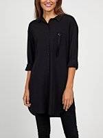 Longline viscose shirt with chest pocket