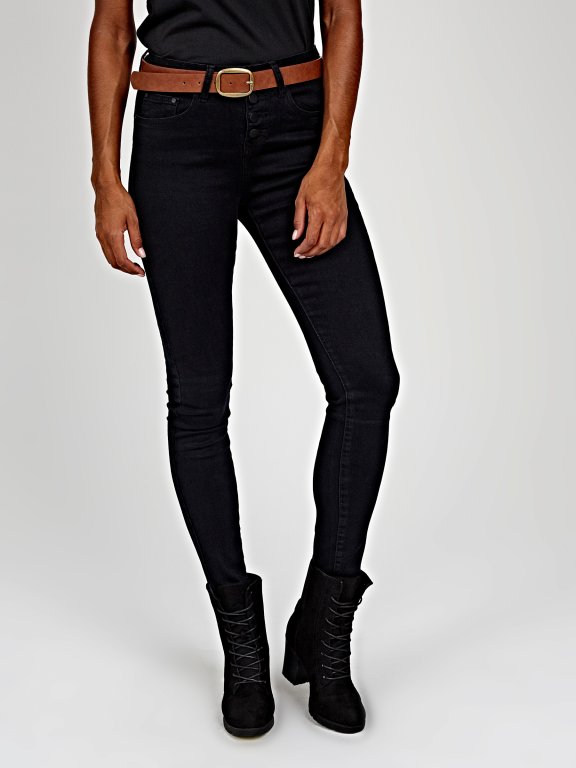 High-waist skinny jeans in black wash