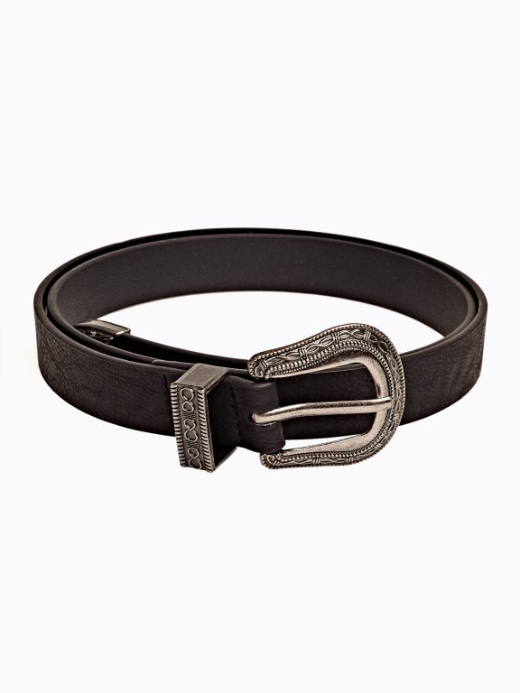 Narrow belt with decorative buckle