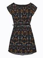 Floral print chiffon dress with belt