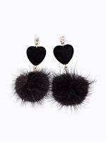 Heart and pom pom earrings