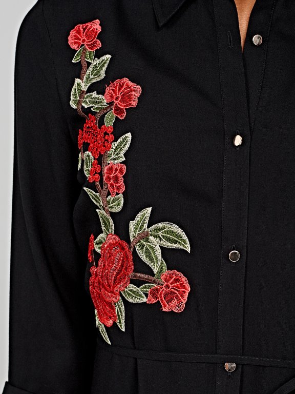 Longline viscose shirt with embroidery