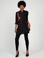 Longline viscose shirt with embroidery