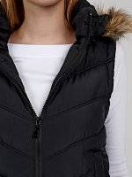 Quilted padded vest with removable hood