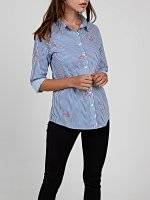 Striped cotton shirt with floral print
