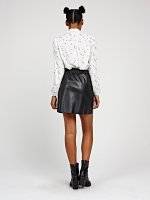 Button up faux leather mini skirt
