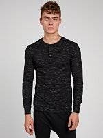MARLED WAFFLE-KNIT HENLEY WITH LONG SLEEVE