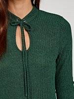 Rib-knit dress with ruffle hem and front lacing