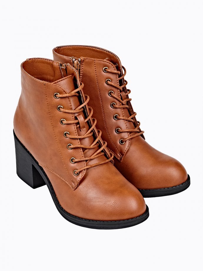 brown heeled lace up ankle boots