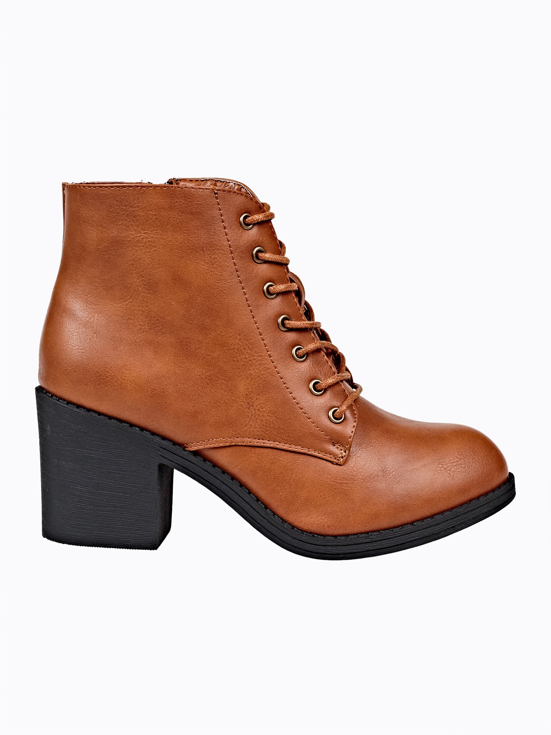 Lace-up ankle boots in leather with heel, dark brown, Tamaris | La Redoute