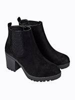 High heel ankle boots with track sole